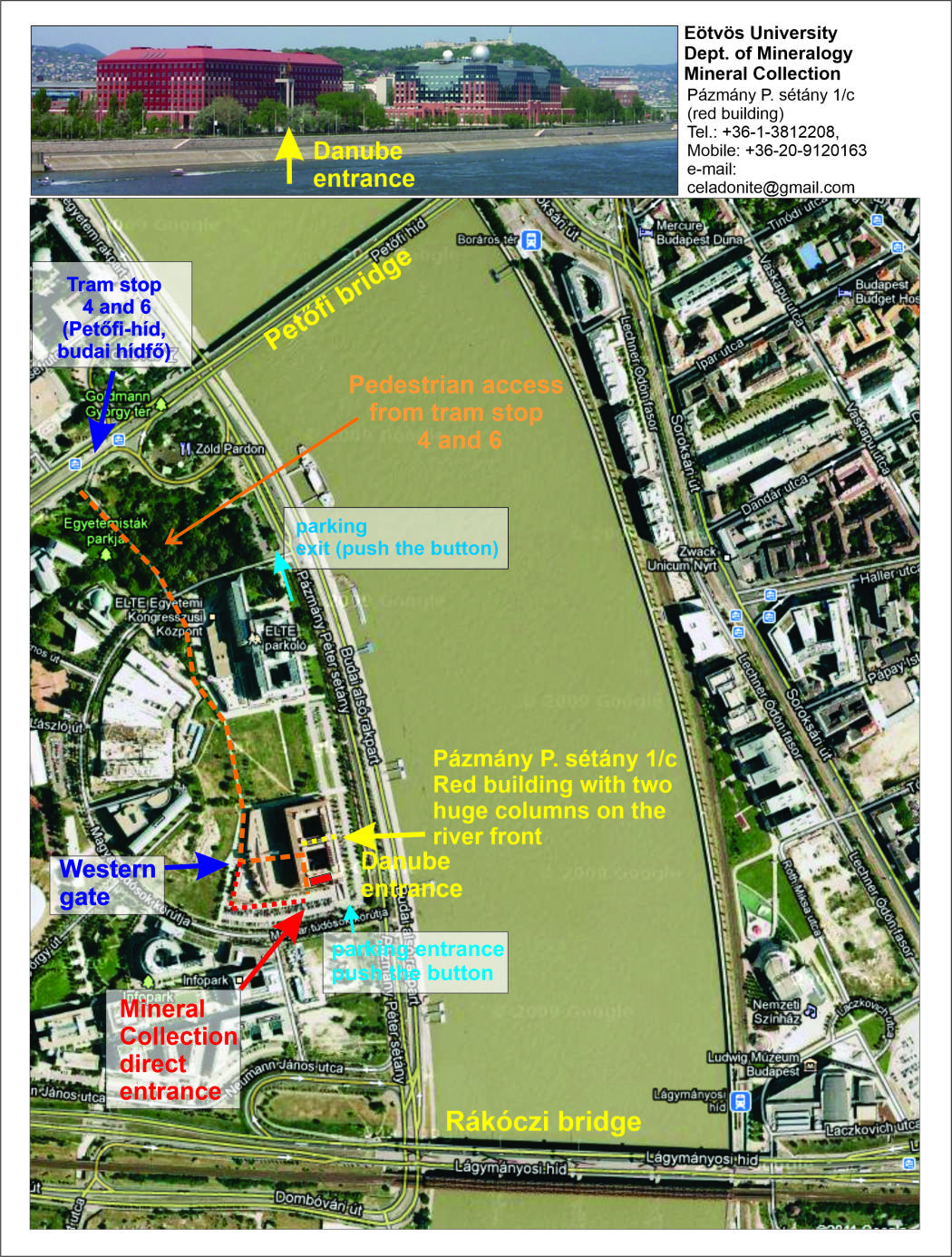 ELTE TTK mineral hall pedestrian access